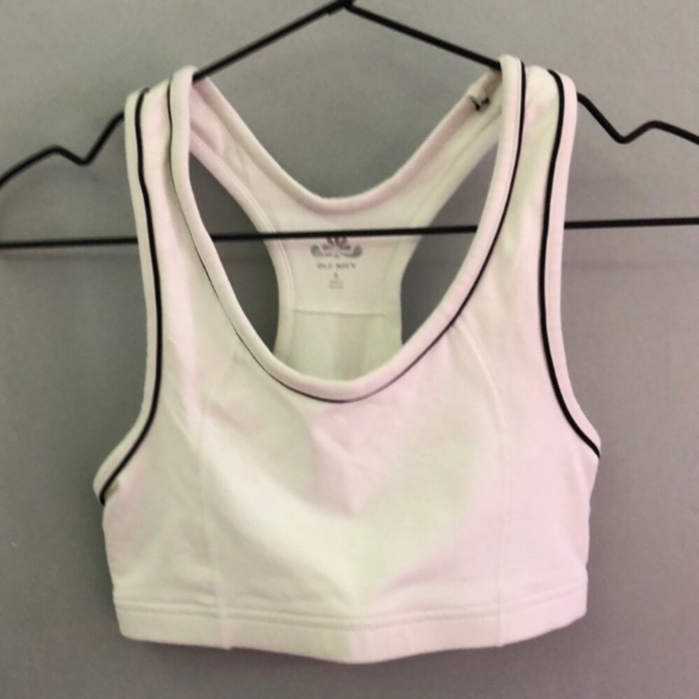 Old Navy Low Impact Racerback Sports Bra White Size Small